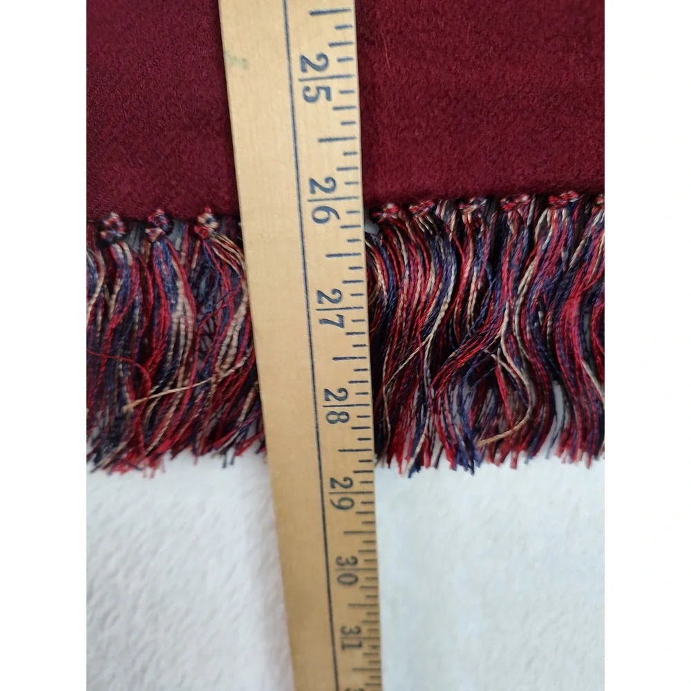 Burberrys Vintage Reversible Scarf Burgundy Cashmere Wool Paisley Silk England